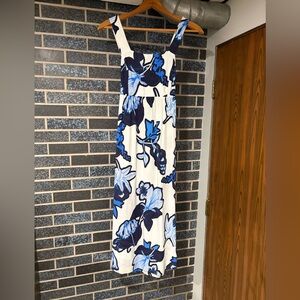 Stateside Sleeveless White Maxi Dress with Blue Floral Print
